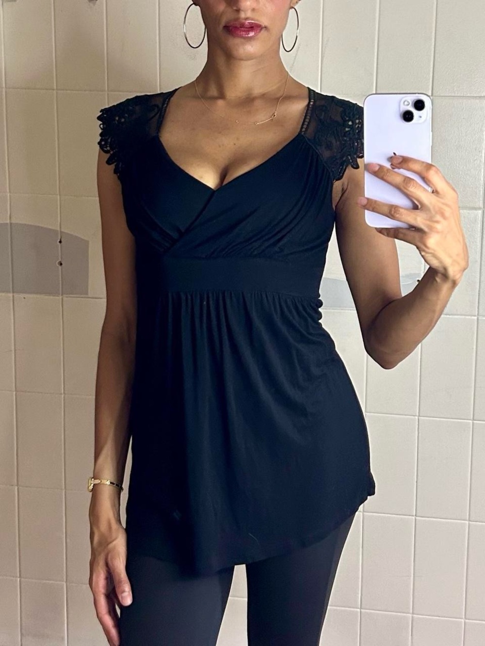 Vintage Le Château Black Lace Top